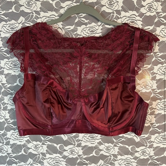 Torrid Satin & Lace High Neck Bra Top Size 2 Zinfandel NWT - Picture 4 of 11